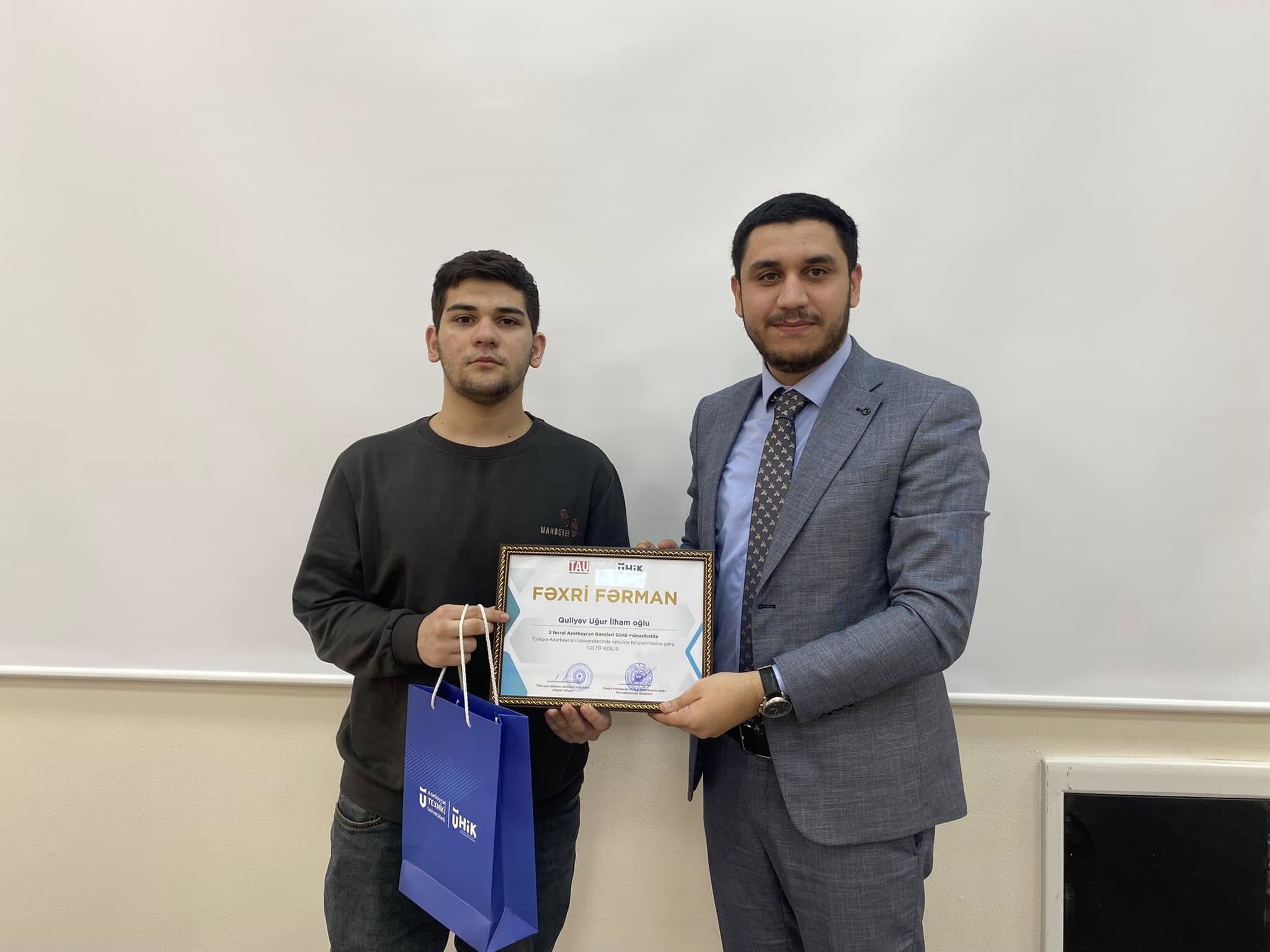 TAU əməkdaşları və tələbələri Azərbaycan Gəncləri Günü münasibətilə mükafatlandırılıb